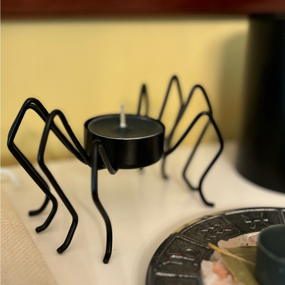 Black-Spider-Tealight Holder Gothic Halloween Decor NWT Ikea KUSTFYR Lmt Ed - Picture 2 of 4